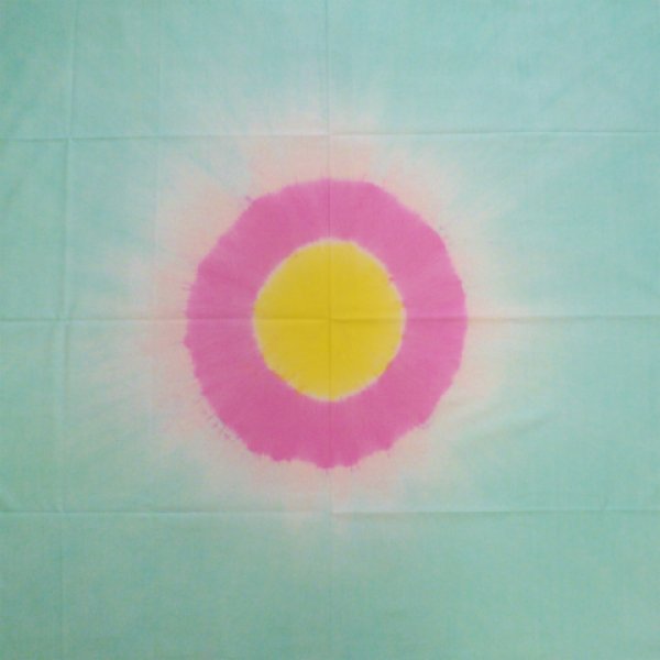 画像1: WA3エメラルドグリーン×淡いピンク×黄色70cmx70cm_076b (1)